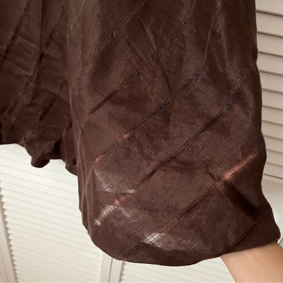 Carole Little brown Linen maxi skirt, lined, stripes textured fabric, Size 14 - Picture 3 of 10